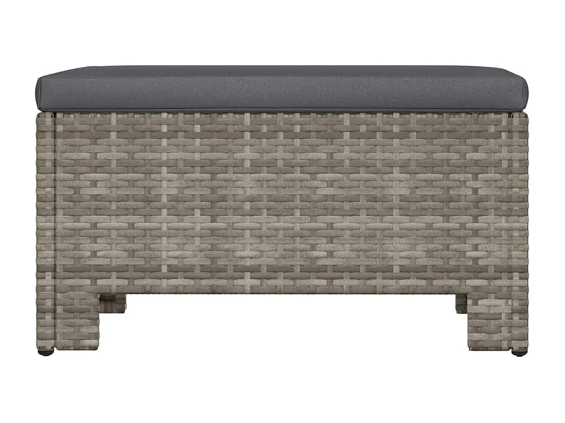 Repose-pied de jardin avec coussin Gris Résine tressée