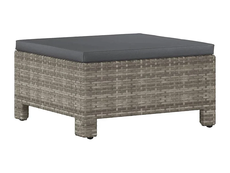 Repose-pied de jardin avec coussin Gris Résine tressée