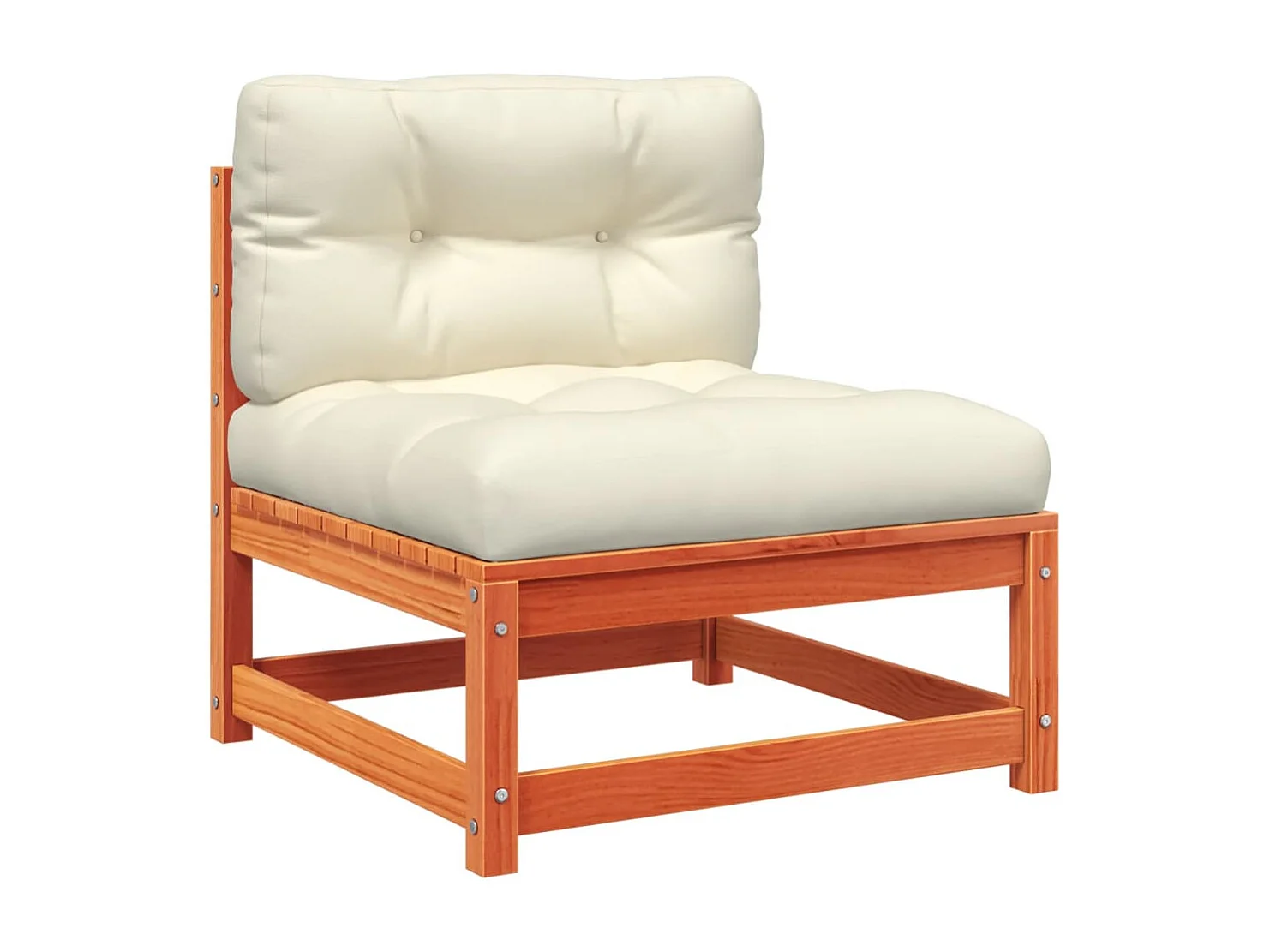 Salon de jardin 6 pcs avec coussins cire marron bois pin massif