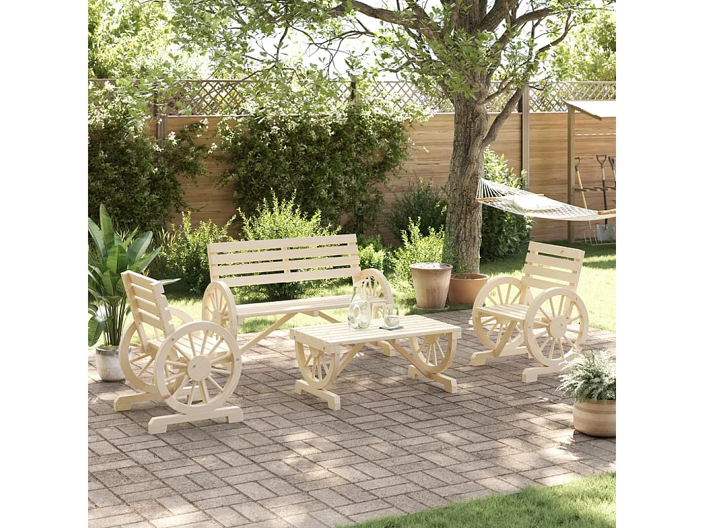 Salon de jardin 4 pcs bois de sapin massif
