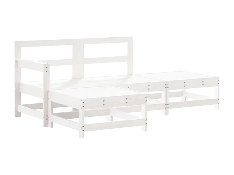 Salon de jardin 4 pcs blanc bois de pin massif