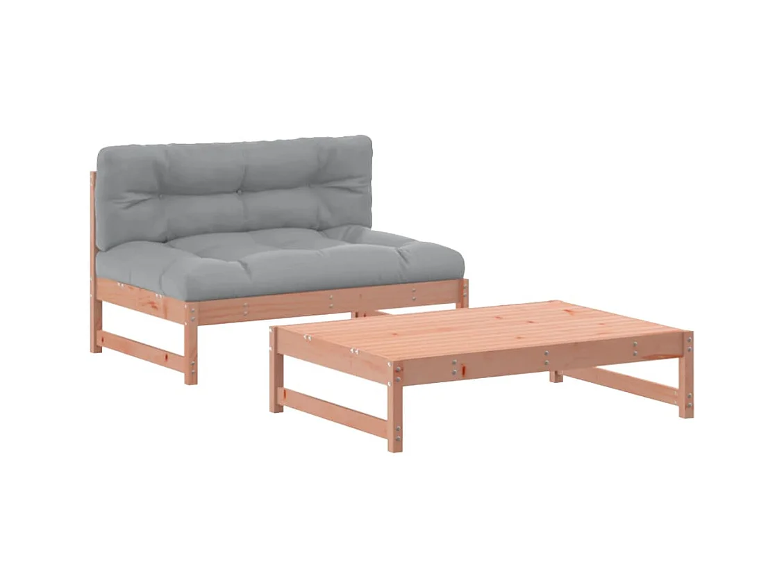 Salon de jardin 2 pcs avec coussins bois massif douglas