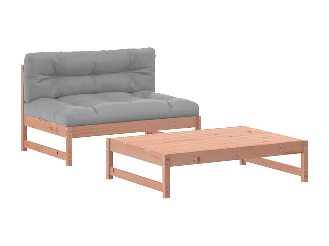 Salon de jardin 2 pcs avec coussins bois massif douglas