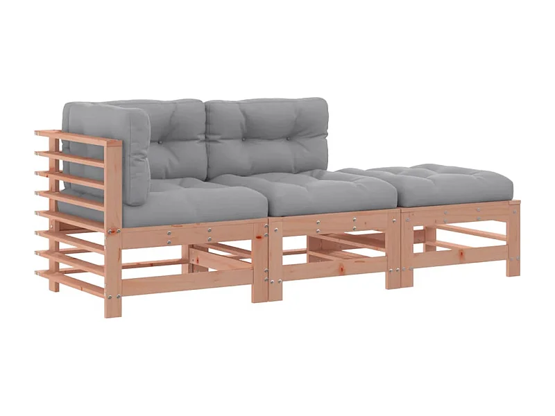 Salon de jardin 3 pcs avec coussins bois massif douglas