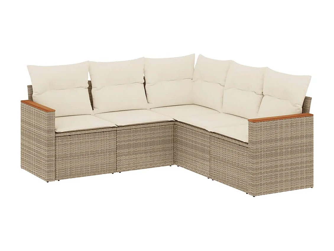 Salon de jardin avec coussins 5 pcs beige résine tressée
