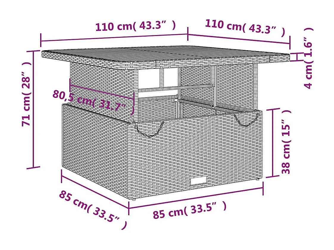 Ensemble à manger de jardin et coussins 2 pcs gris rotin