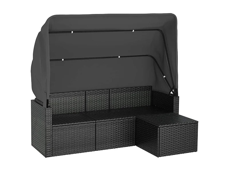 Canapé de jardin 3 places avec toit et repose-pieds Noir
