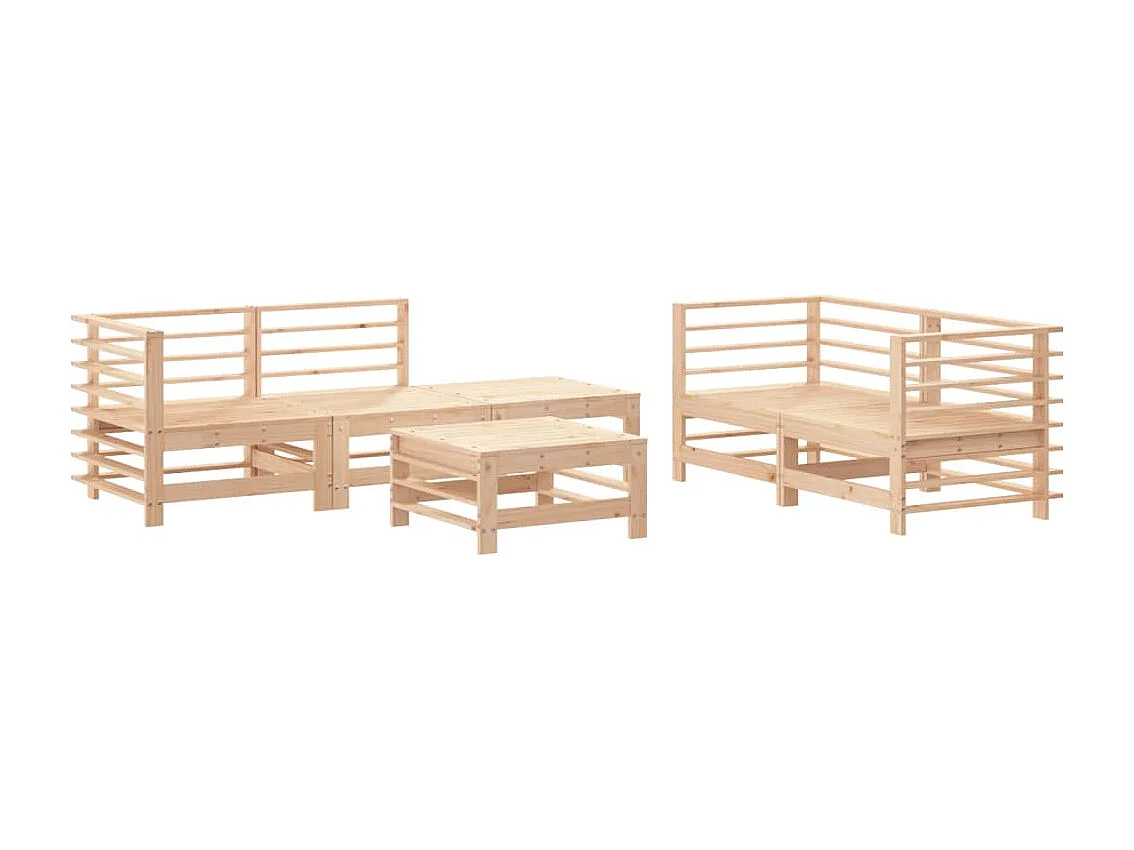 Salon de jardin 6 pcs Bois de pin massif