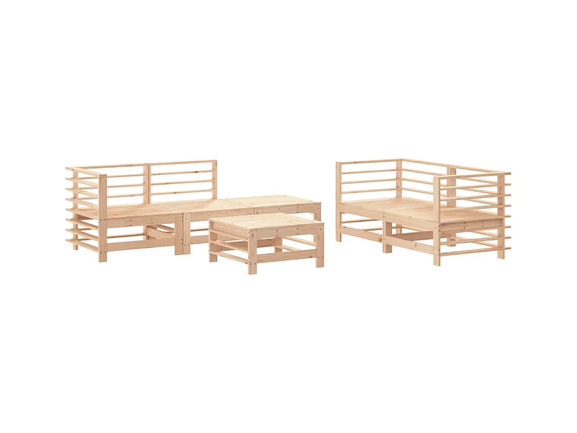 Salon de jardin 6 pcs Bois de pin massif