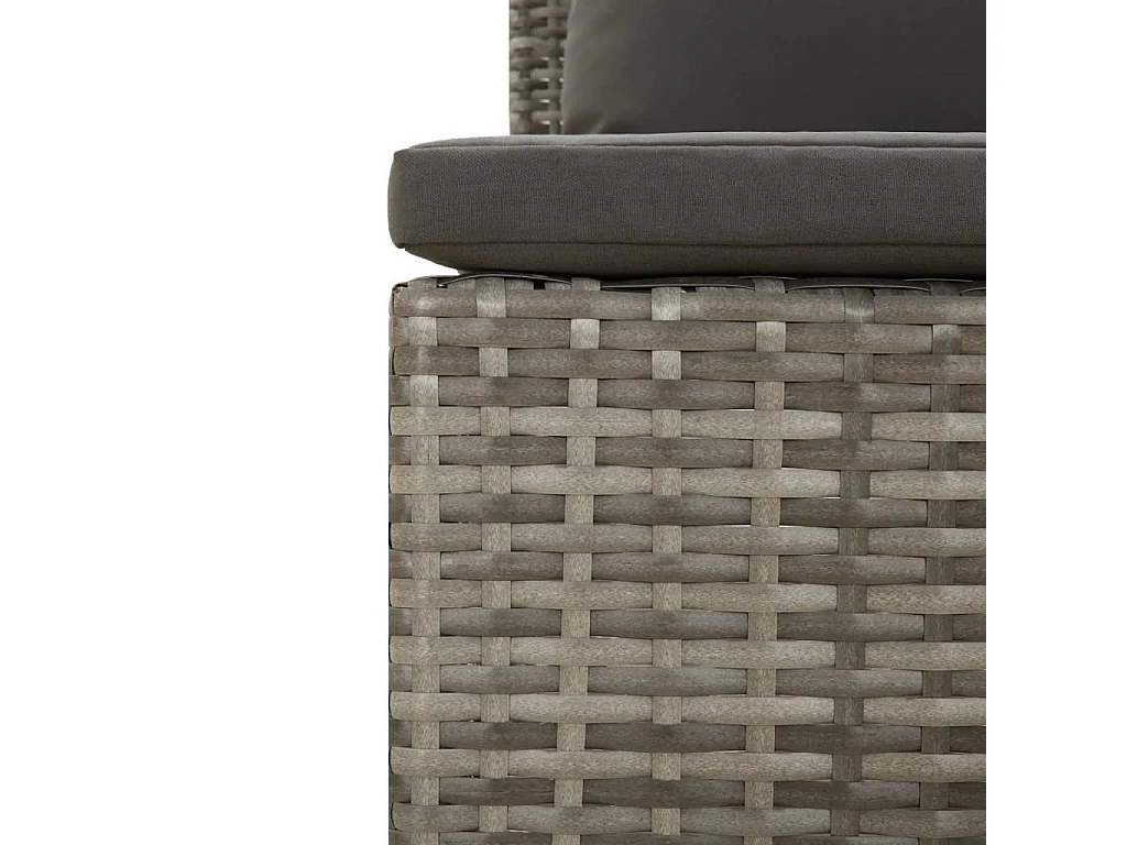 Salon de jardin 3 pcs avec coussins Gris Résine tressée