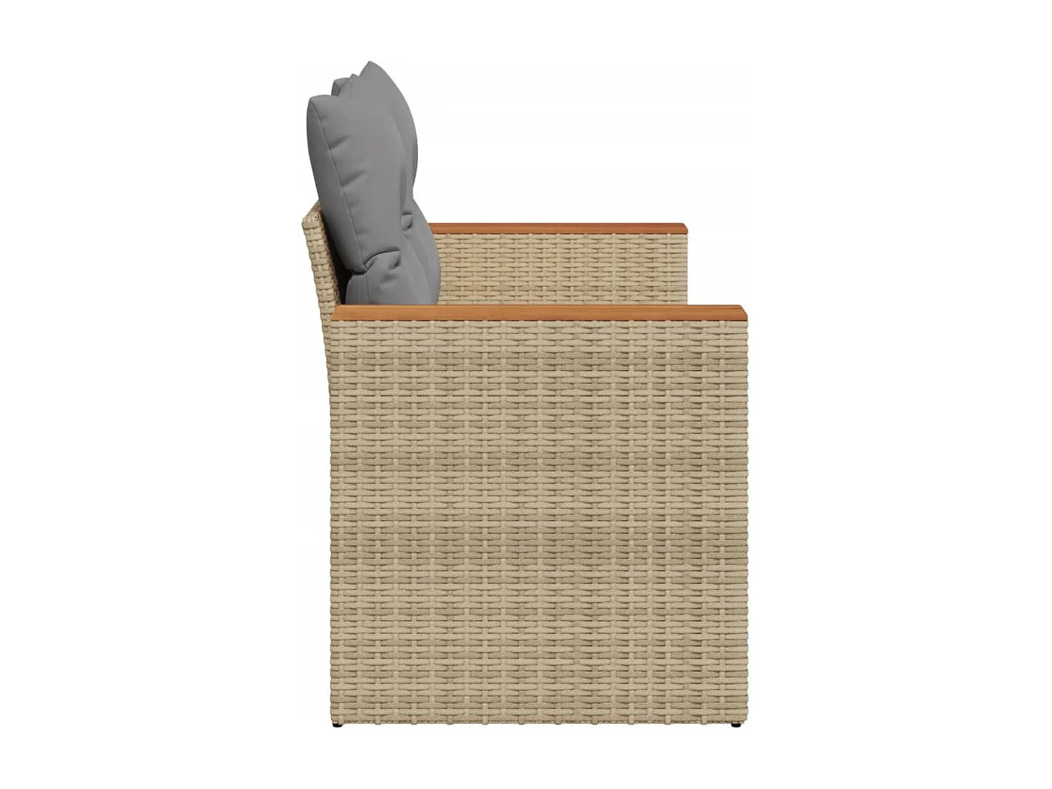 Canapé de jardin avec coussins 2 places beige résine tressée