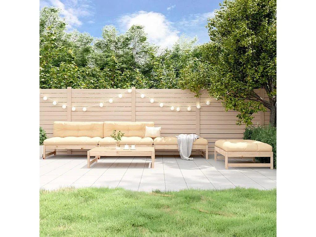 Salon de jardin 5 pcs bois massif de pin