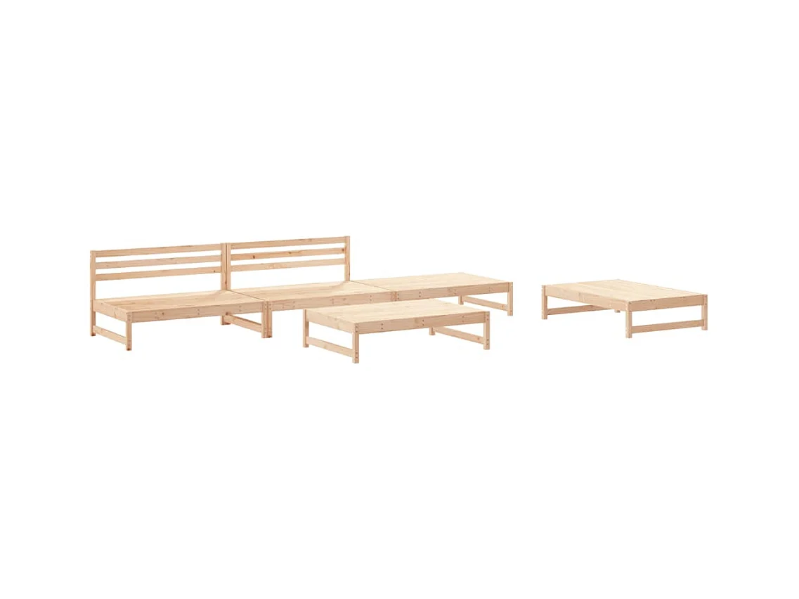 Salon de jardin 5 pcs bois massif de pin