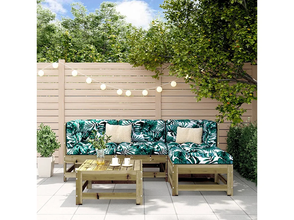 Salon de jardin 5 pcs bois de pin imprégné