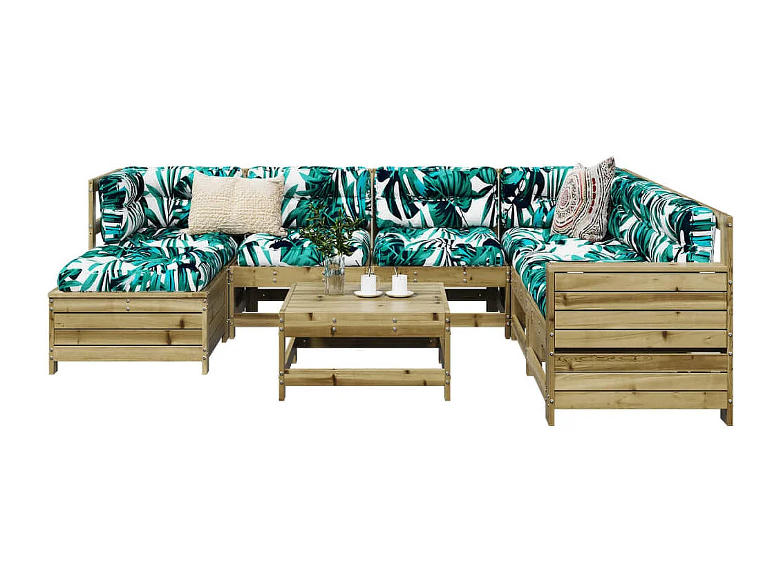 Salon de jardin 8 pcs bois de pin imprégné