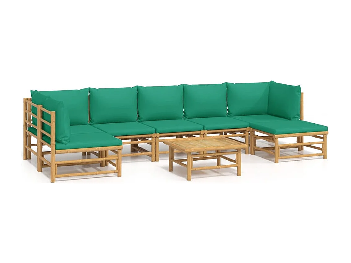 Salon de jardin 8 pcs avec coussins vert bambou