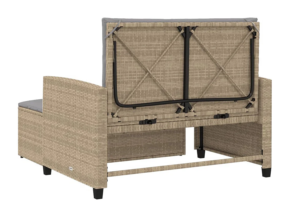 Canapé de jardin avec coussins 2 places beige résine tressée