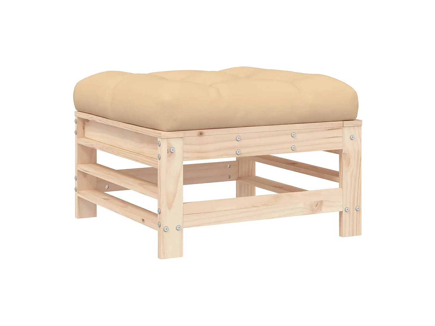 Salon de jardin 3 pcs avec coussins bois massif