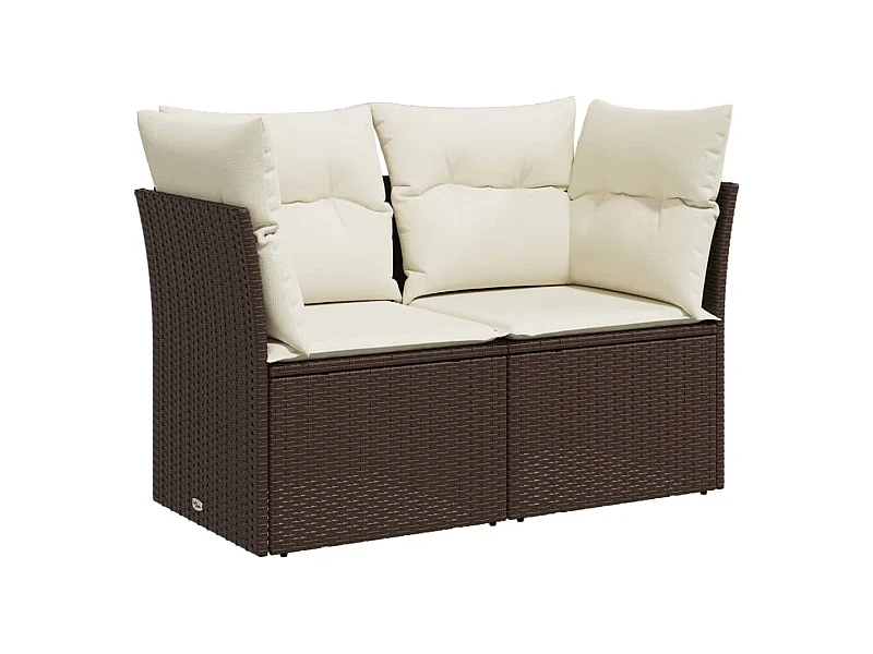 Canapé de jardin avec coussins 2 places marron résine tressée