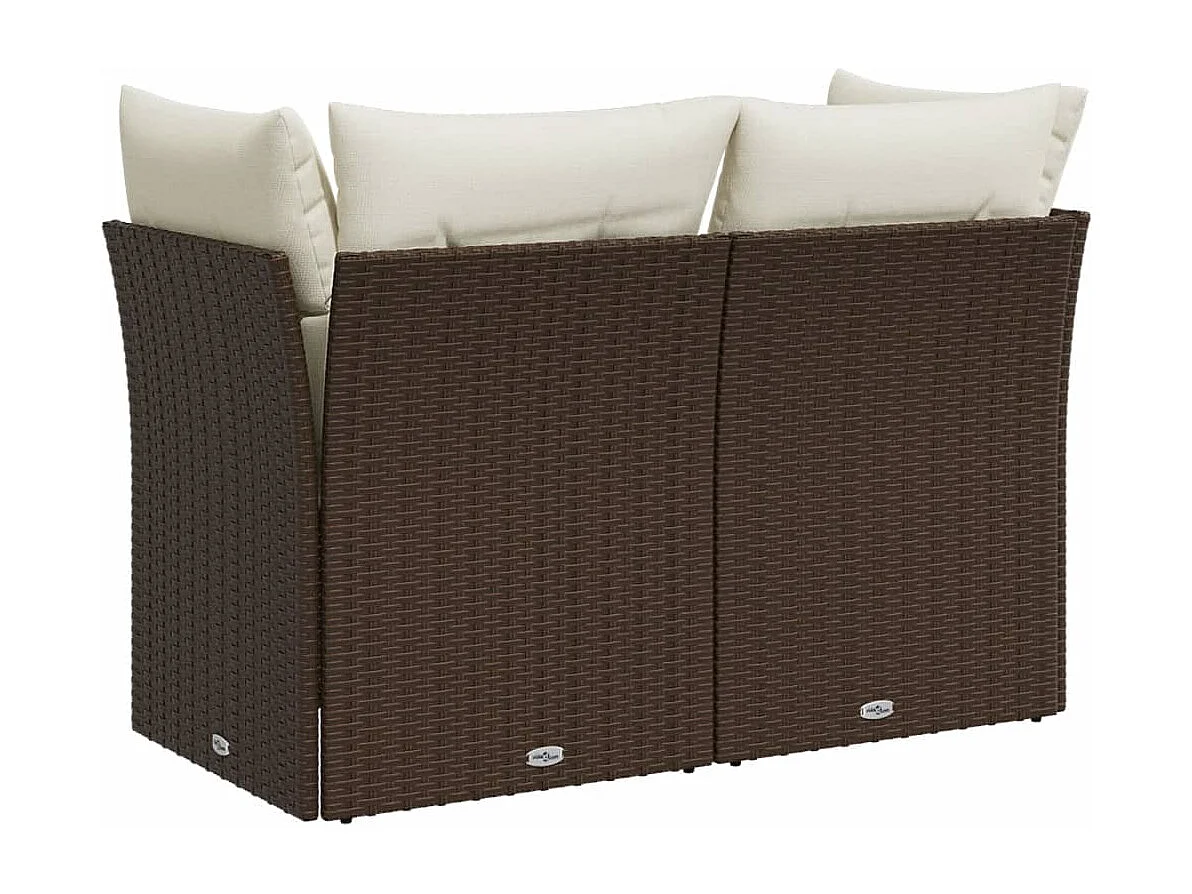 Canapé de jardin avec coussins 2 places marron résine tressée