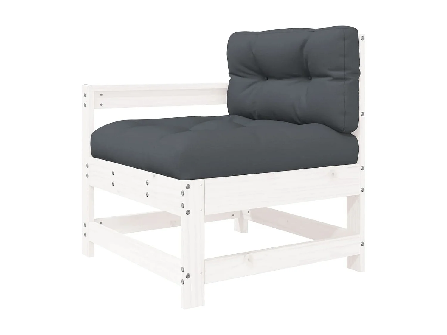 Salon de jardin 10 pcs avec coussins blanc bois massif