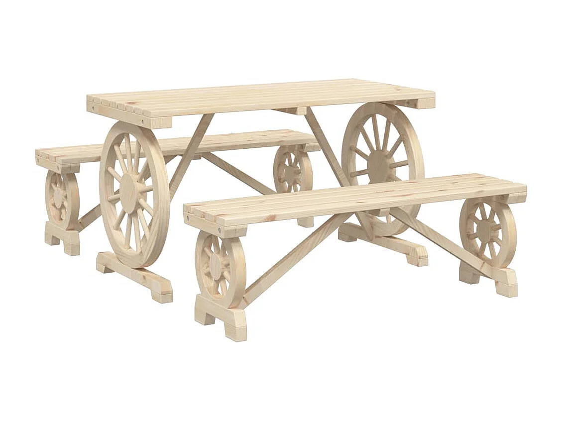 Ensemble à manger de jardin 3 pcs bois de sapin massif