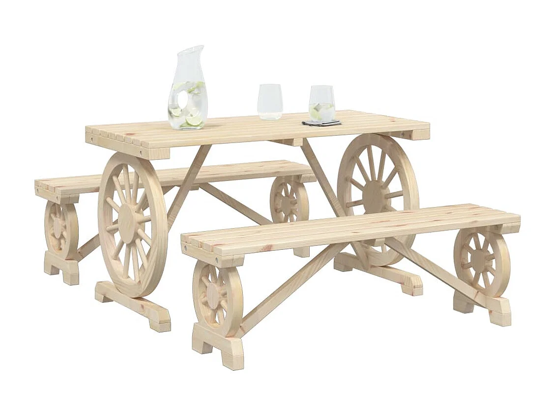 Ensemble à manger de jardin 3 pcs bois de sapin massif