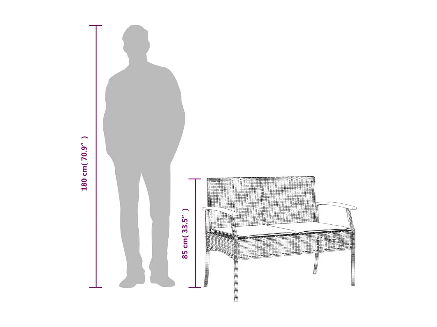 Ensemble à manger de jardin avec coussins 3 pcs Noir