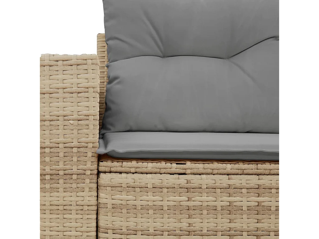 Canapé de jardin avec coussins 2 places beige résine tressée