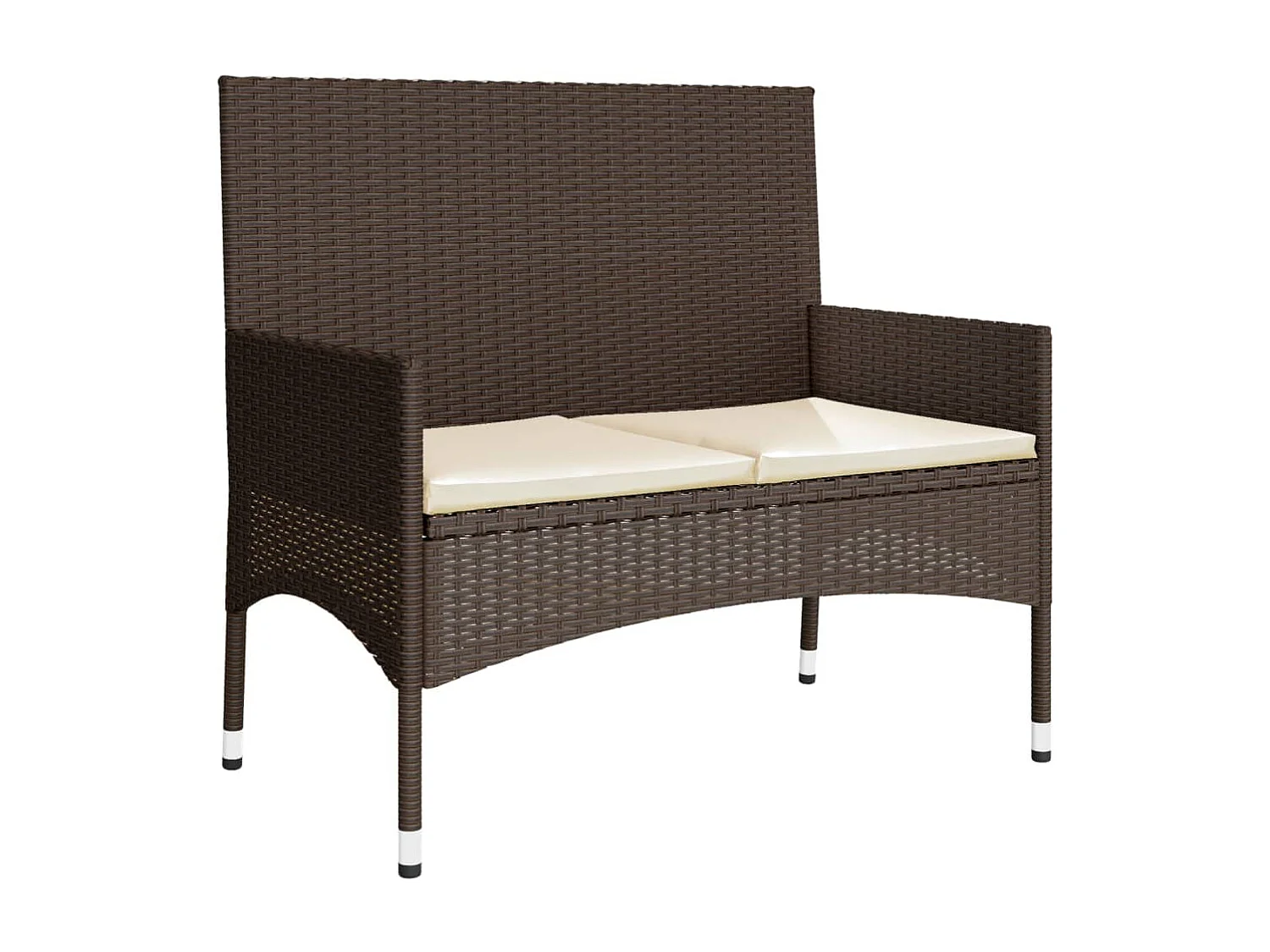 Salon de jardin 4 pcs avec coussins Marron Résine tressée