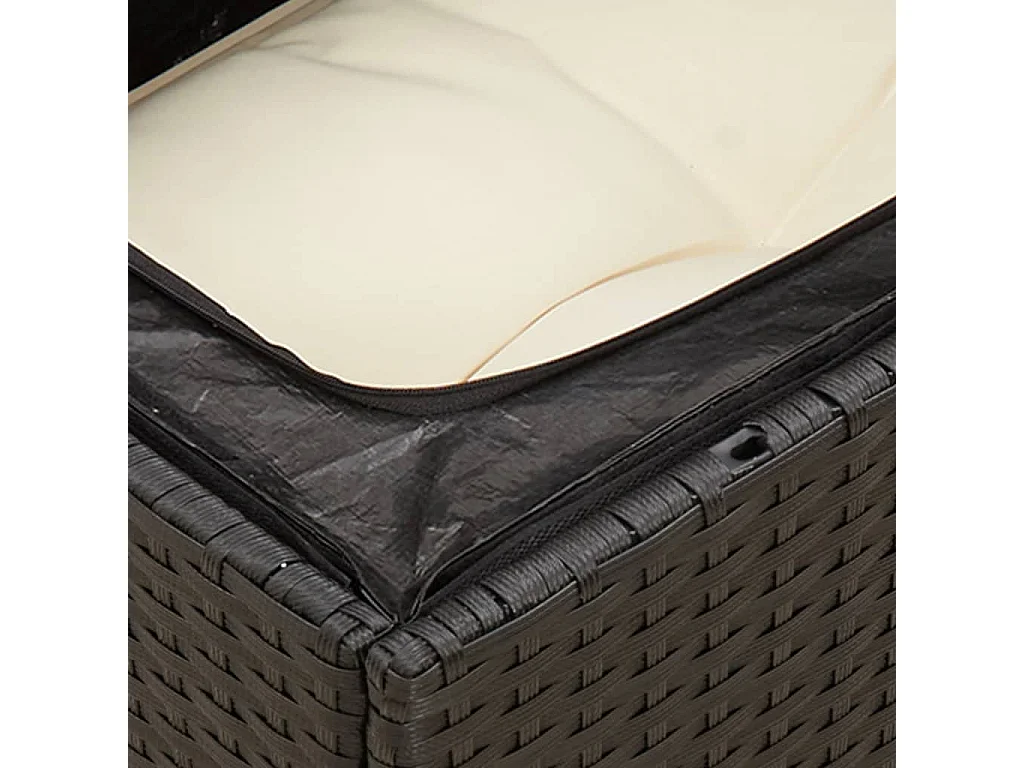 Canapé de jardin sans accoudoirs coussins noir résine tressée