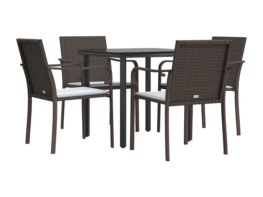 Ensemble à manger de jardin 5 pcs coussins résine tressée acier