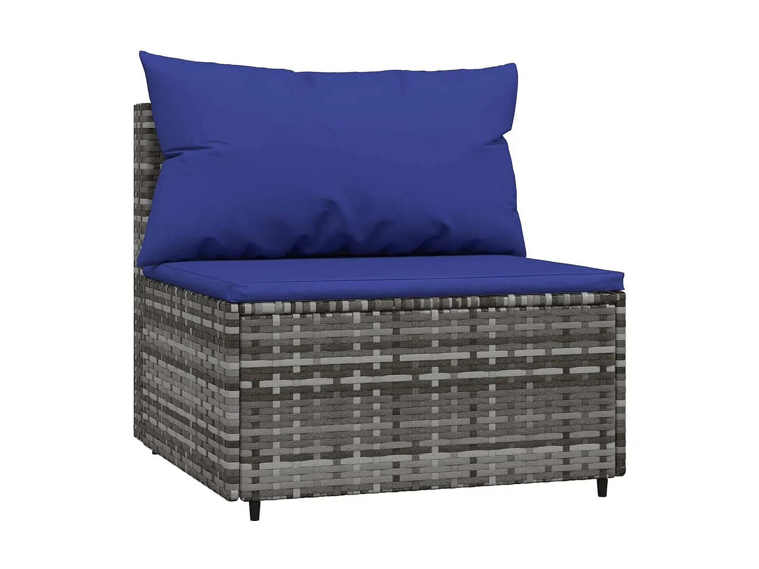 Salon de jardin 4 pcs avec coussins Gris Résine tressée