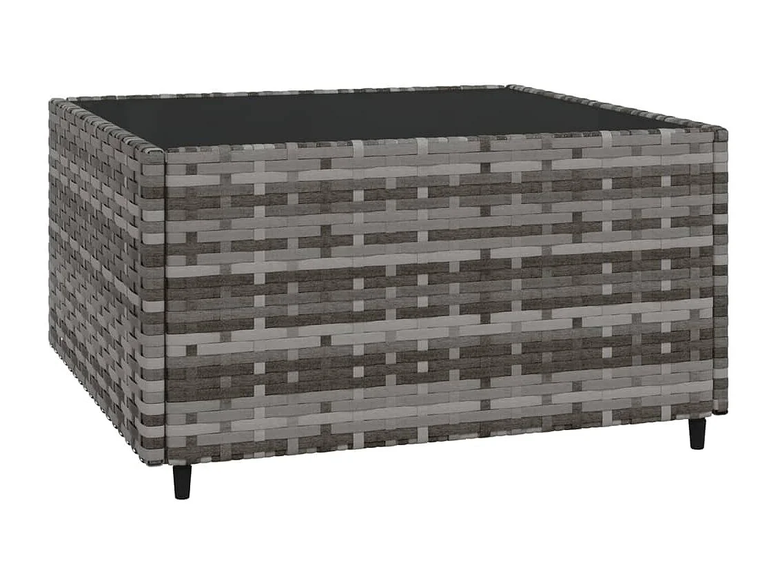 Salon de jardin 4 pcs avec coussins Gris Résine tressée