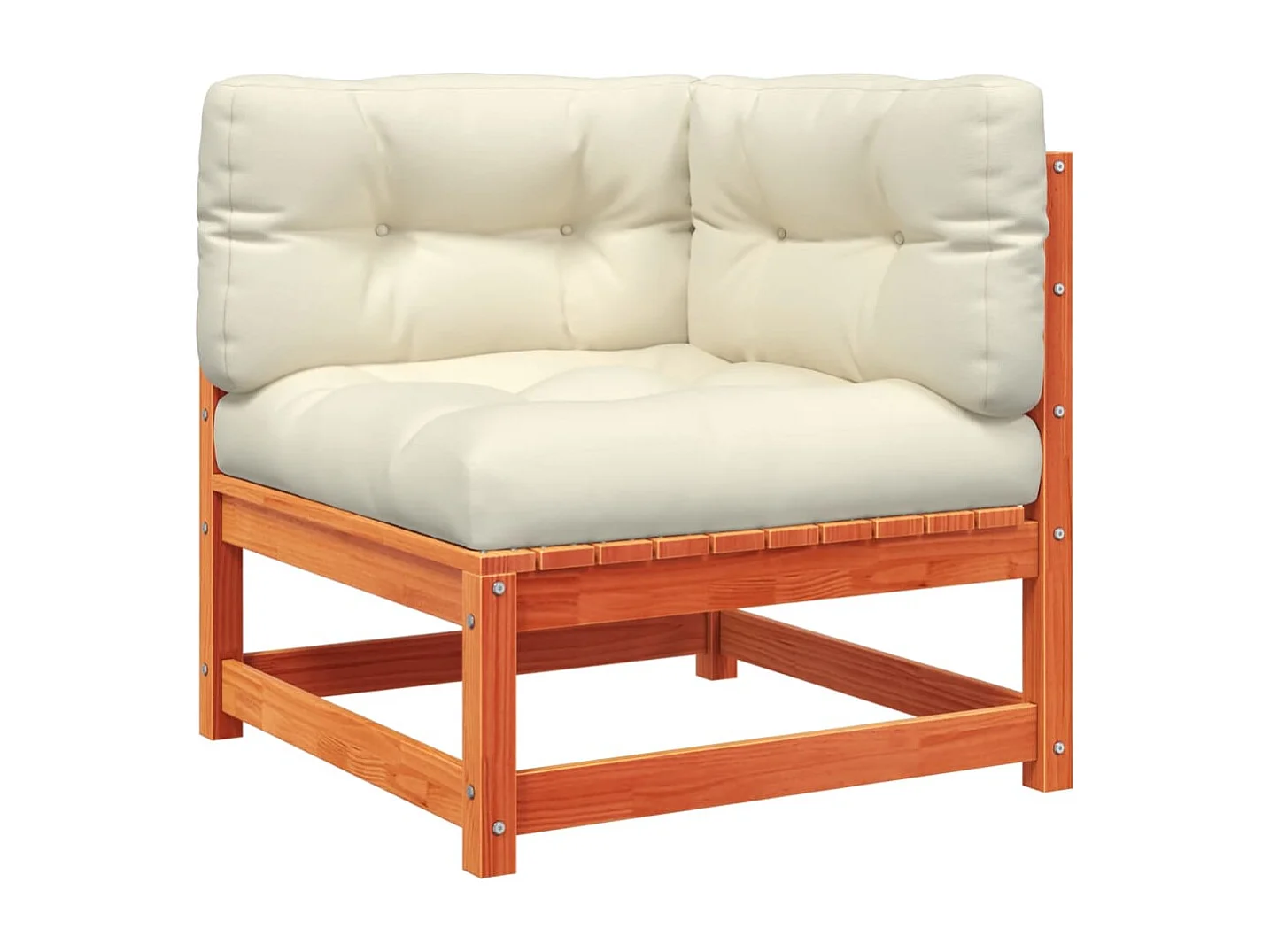 Salon de jardin 8 pcs avec coussins marron cire bois pin massif