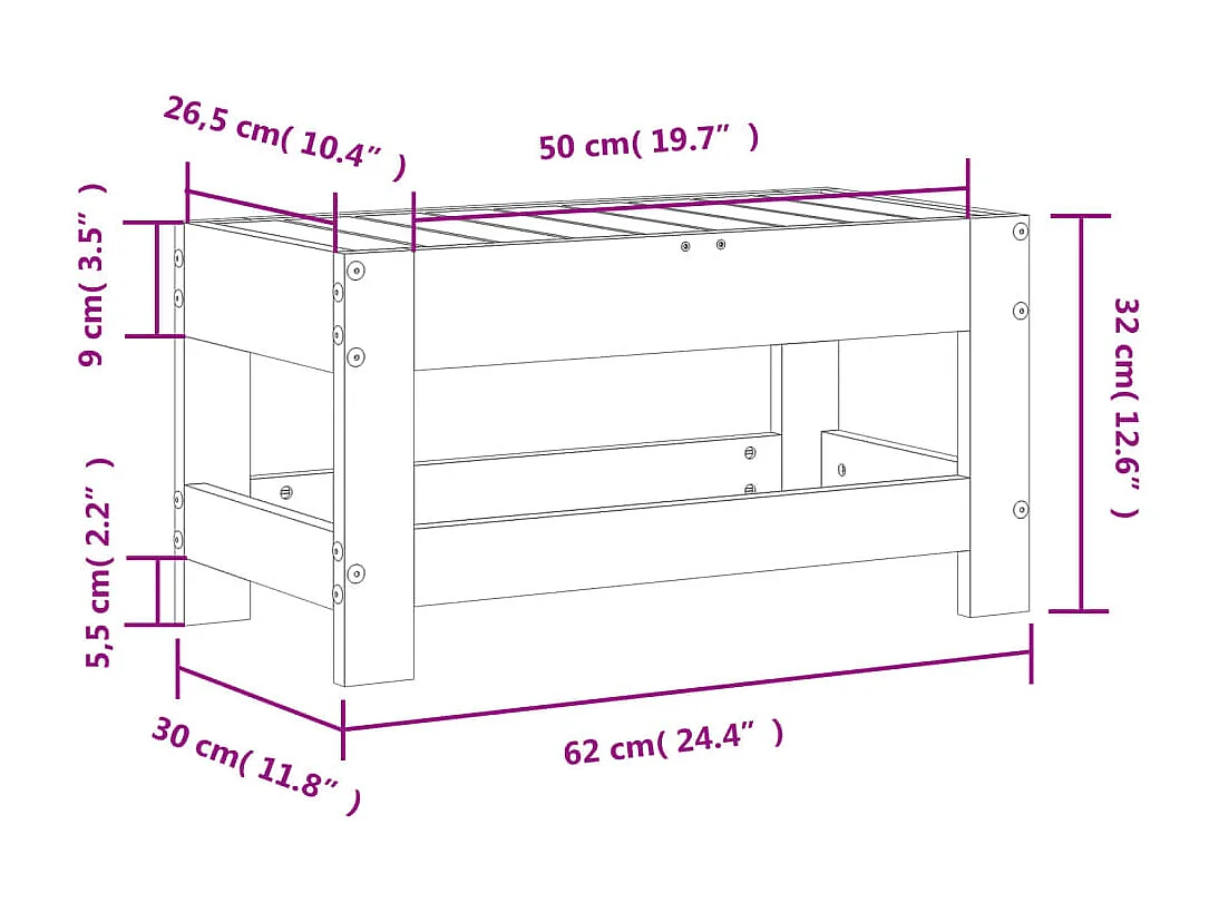 Repose-pied de jardin 62x30x32 bois massif de douglas