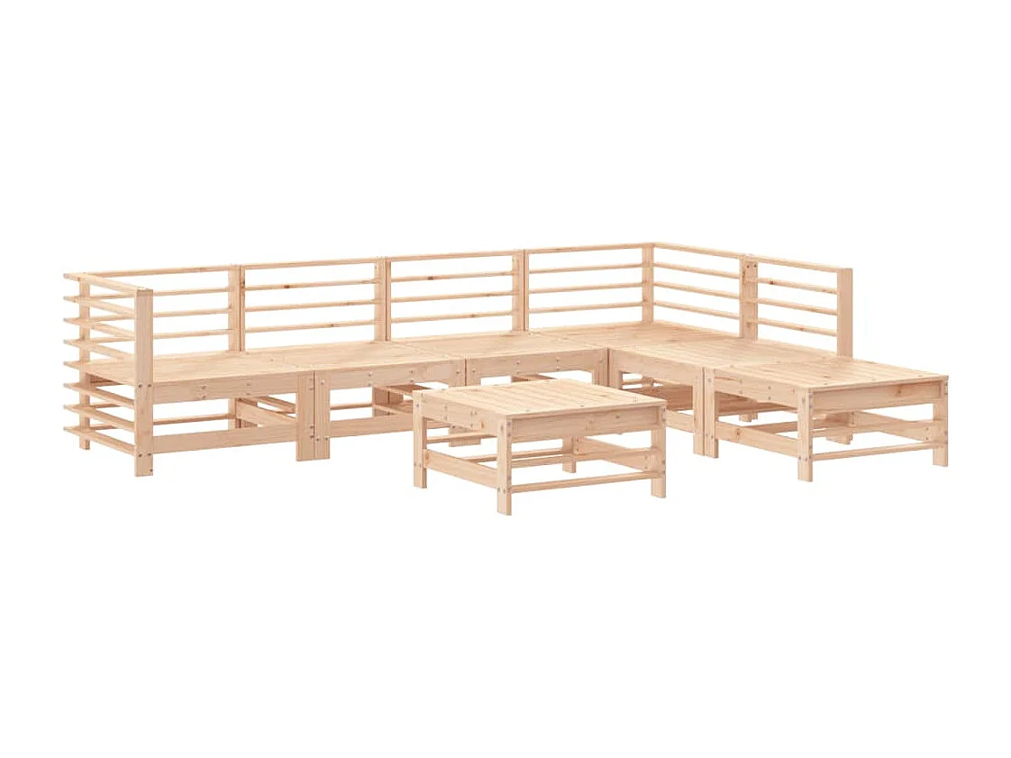 Salon de jardin 7 pcs avec coussins bois massif