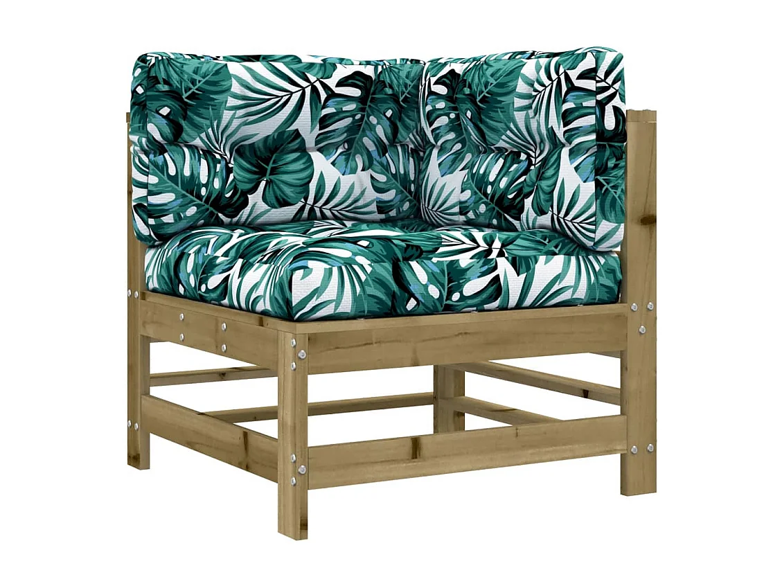 Salon de jardin 5 pcs avec coussins bois de pin imprégné