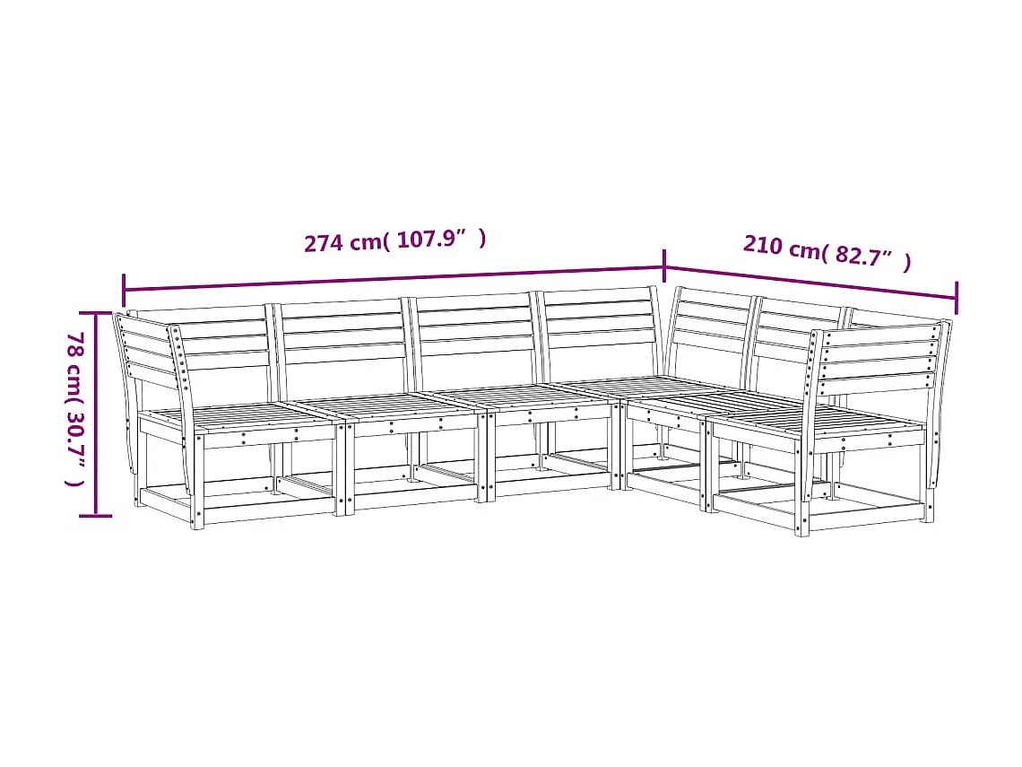Salon de jardin 6 pcs bois massif douglas