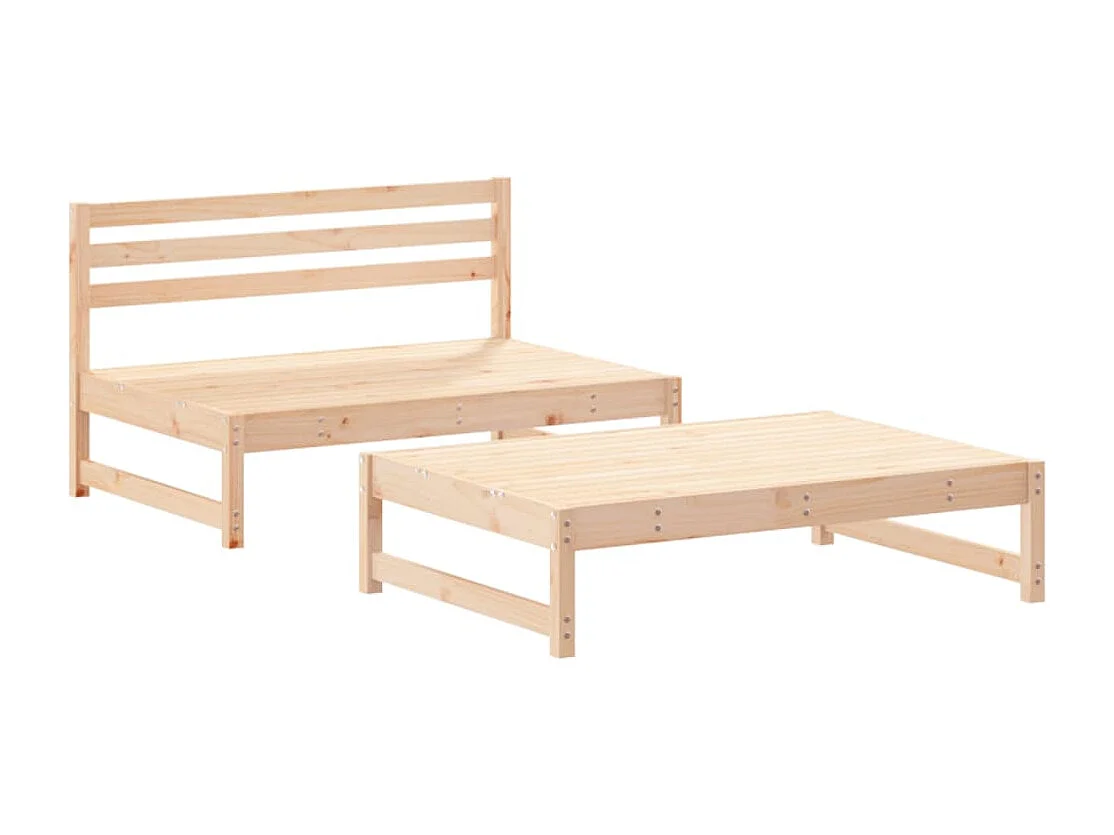 Salon de jardin 2 pcs avec coussins bois massif