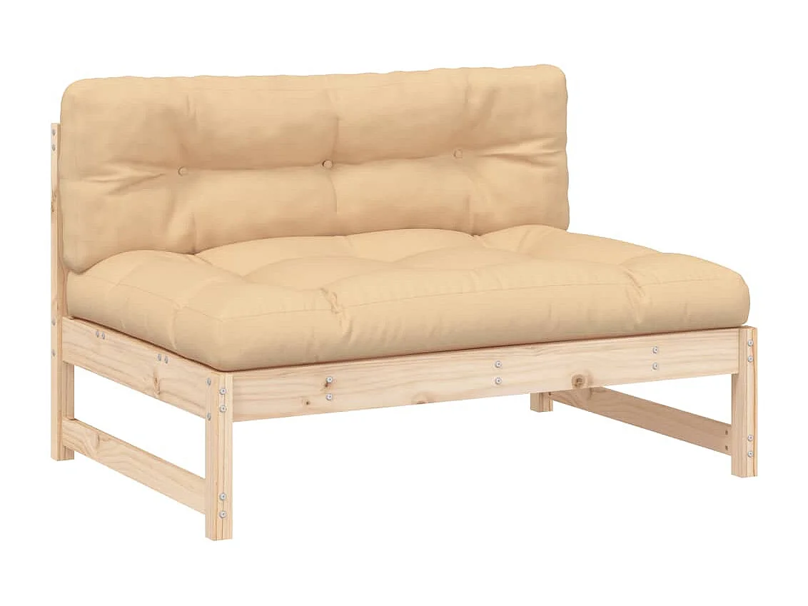 Salon de jardin 2 pcs avec coussins bois massif