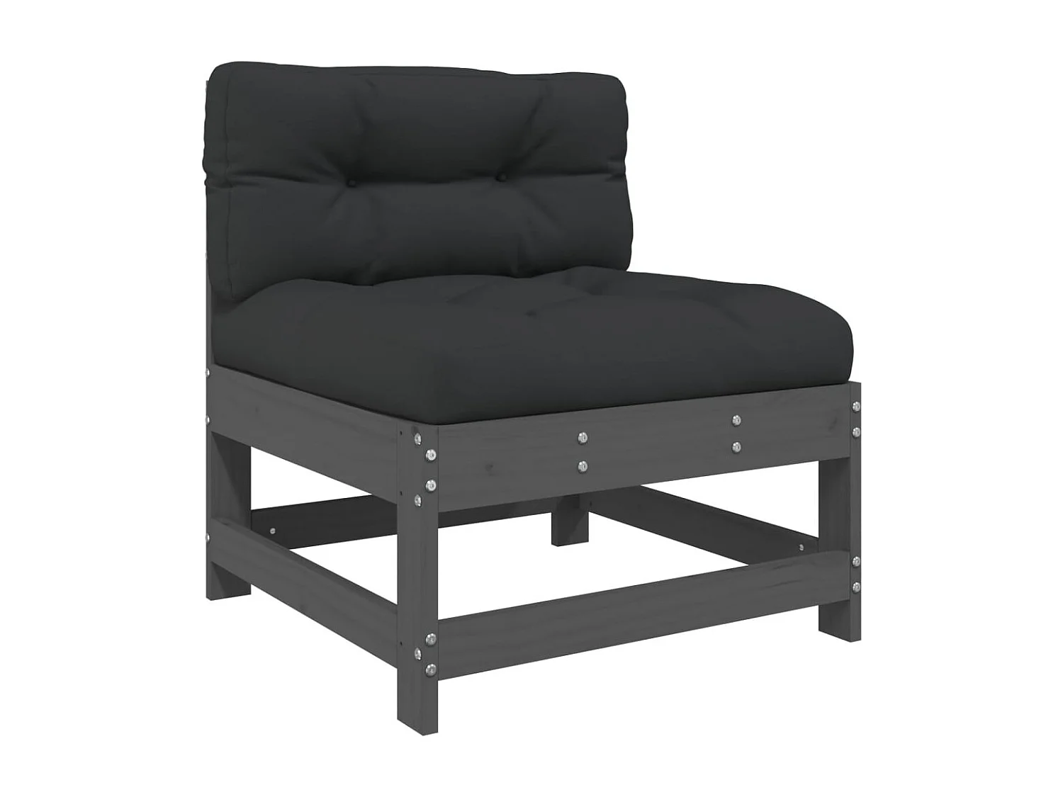 vidaXL Juego de muebles jardín 5 piezas y cojines madera maciza gris