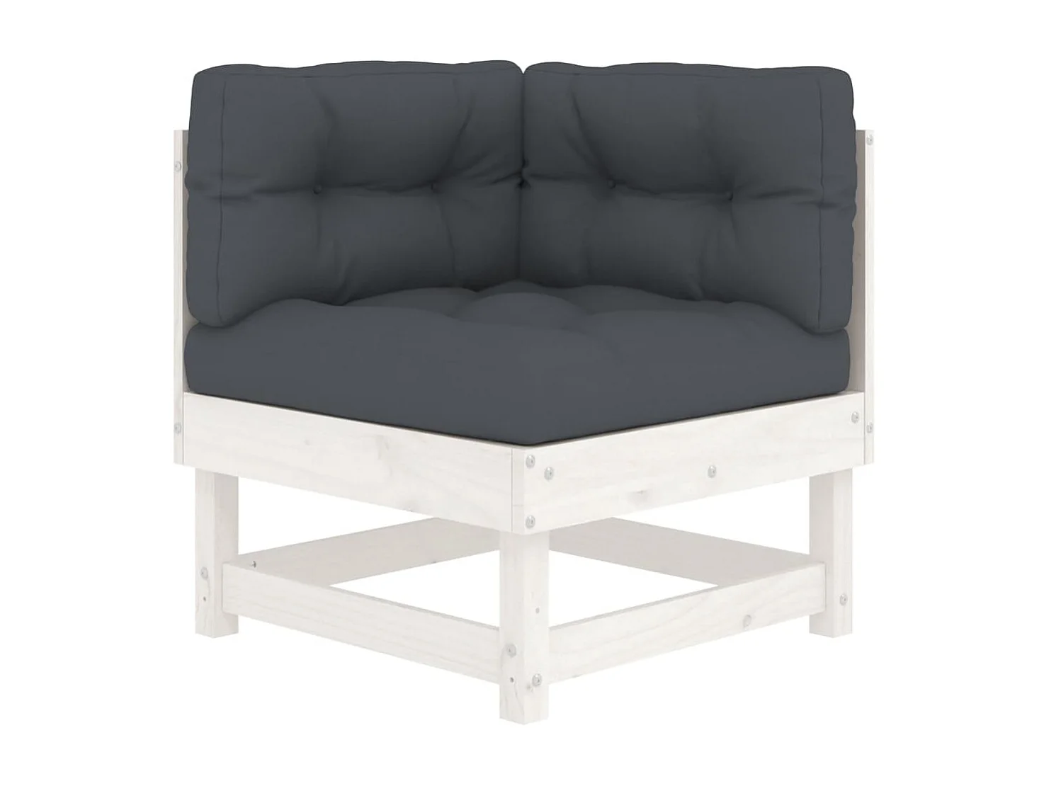 Salon de jardin 10 pcs avec coussins blanc bois massif