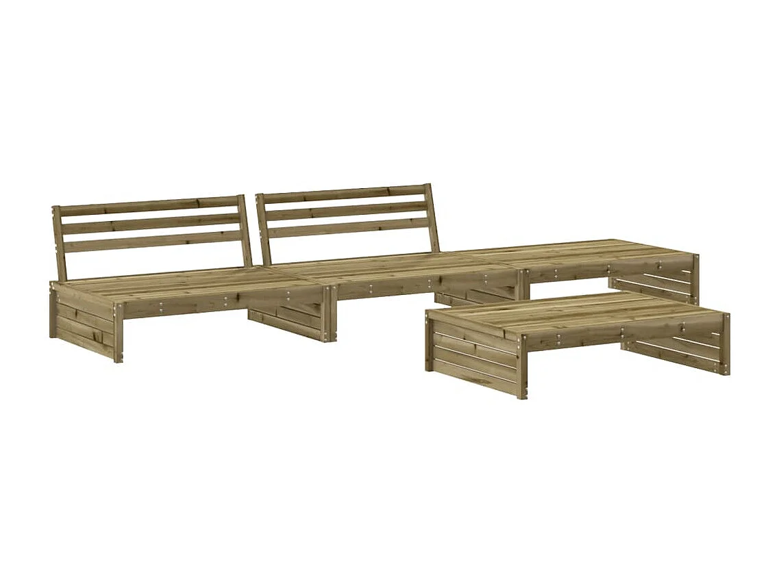 Salon de jardin 4 pcs avec coussins bois de pin imprégné