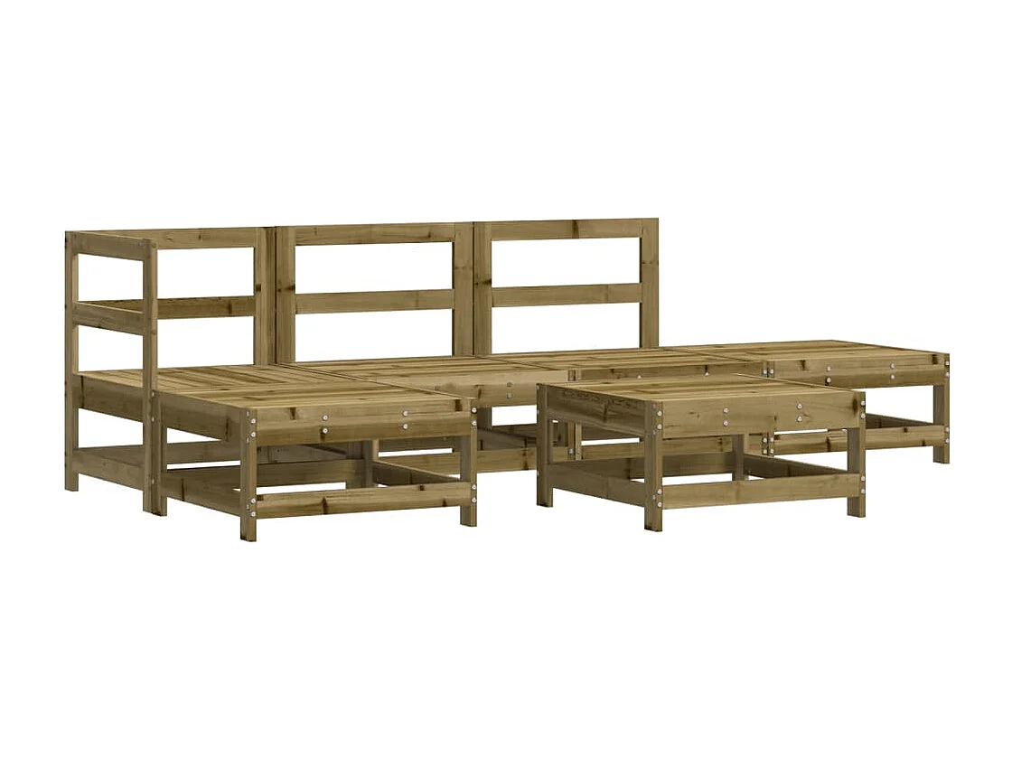 Salon de jardin 6 pcs avec coussins bois de pin imprégné