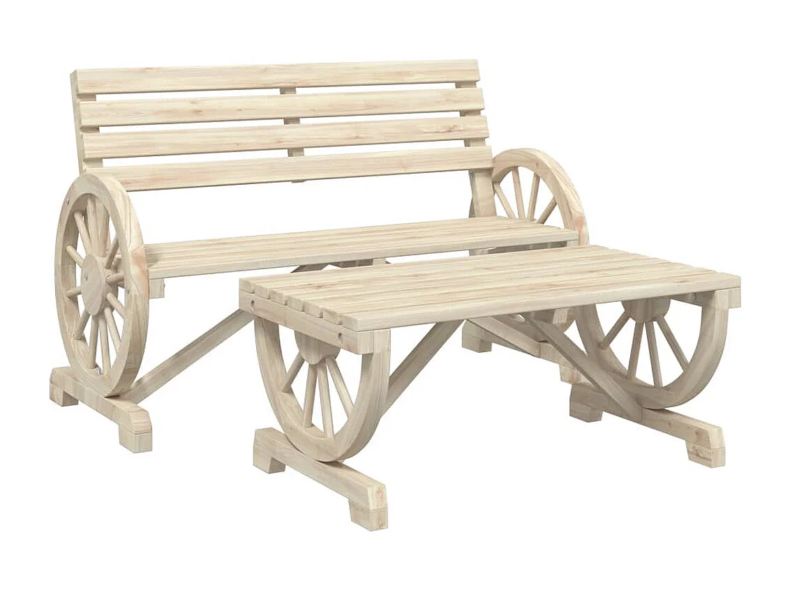 Salon de jardin 2 pcs bois de sapin massif