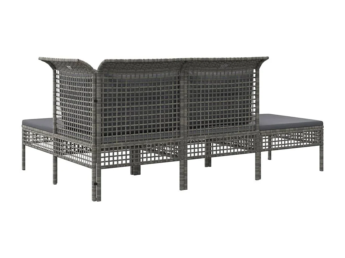 Salon de jardin 4 pcs avec coussins Gris Résine tressée