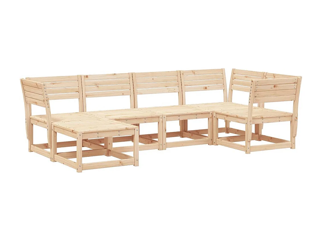 Salon de jardin 6 pcs bois de pin massif