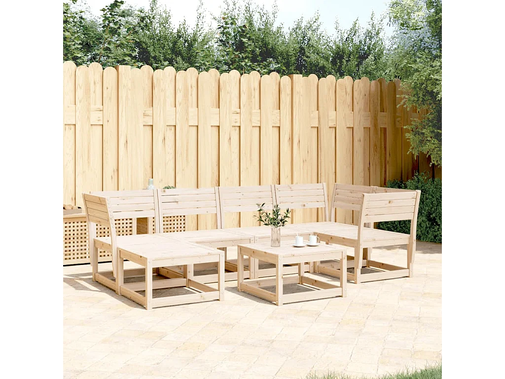 Salon de jardin 6 pcs bois de pin massif