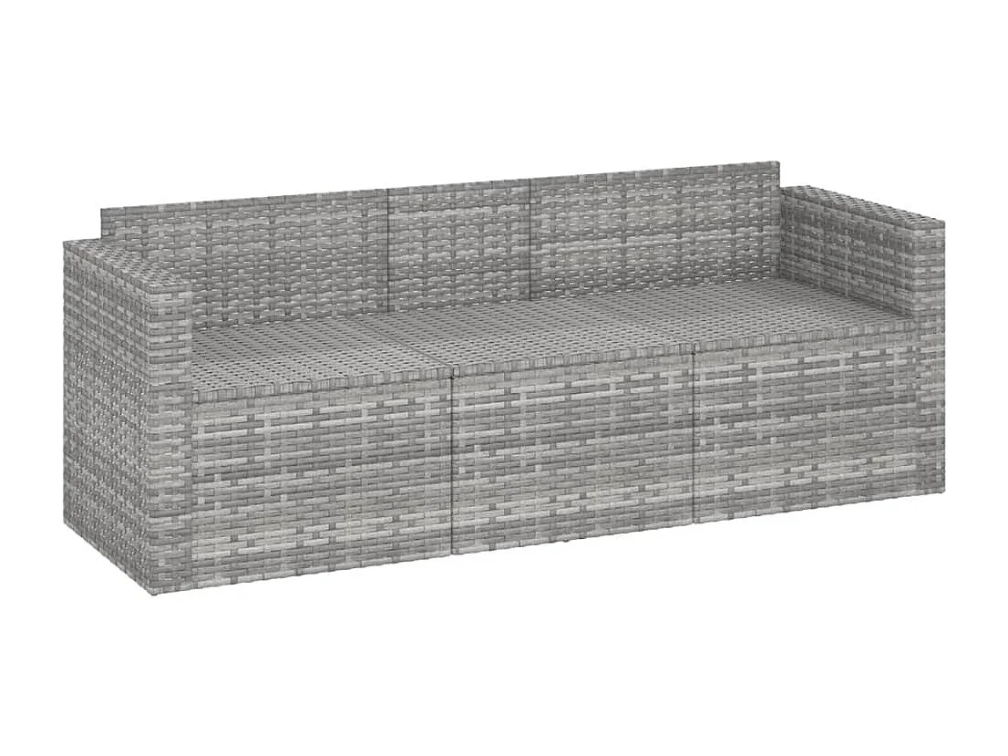 Canapé de jardin 3 places avec coussins Gris Résine tressée